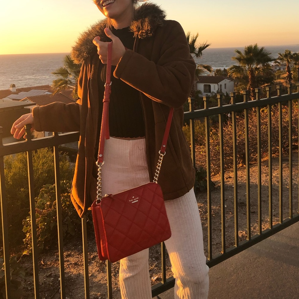 Red kate spade crossbody purse